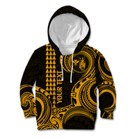 Custom Hawaii Kid Hoodie Paradise of the Pacific Tribal Kakau for King Kamehameha Day - Gold - Wonder Print Shop
