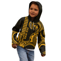 Custom Hawaii Kid Hoodie Paradise of the Pacific Tribal Kakau for King Kamehameha Day - Gold - Wonder Print Shop