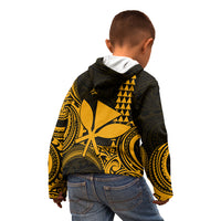 Custom Hawaii Kid Hoodie Paradise of the Pacific Tribal Kakau for King Kamehameha Day - Gold - Wonder Print Shop