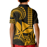 Custom Hawaii Kid Polo Shirt Paradise of the Pacific Tribal Kakau for King Kamehameha Day - Gold - Wonder Print Shop