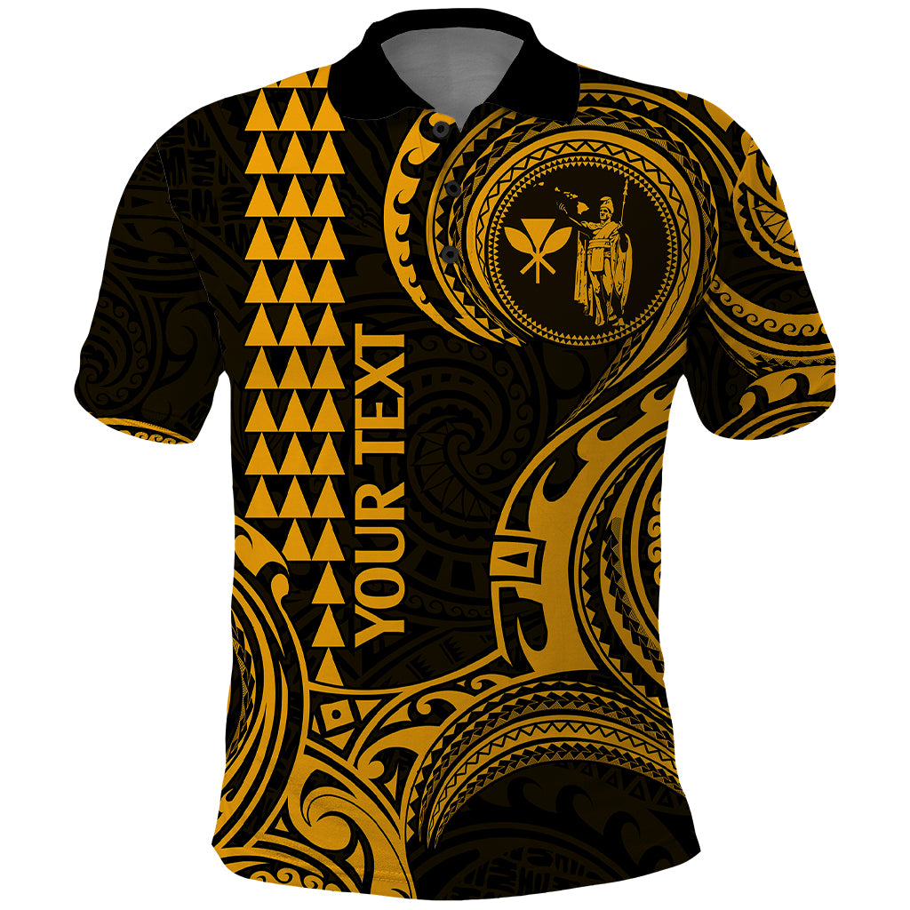 Custom Hawaii Polo Shirt Paradise of the Pacific Tribal Kakau for King Kamehameha Day - Gold - Wonder Print Shop