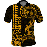 Custom Hawaii Polo Shirt Paradise of the Pacific Tribal Kakau for King Kamehameha Day - Gold - Wonder Print Shop