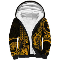 Custom Hawaii Sherpa Hoodie Paradise of the Pacific Tribal Kakau for King Kamehameha Day - Gold - Wonder Print Shop