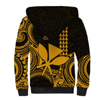 Custom Hawaii Sherpa Hoodie Paradise of the Pacific Tribal Kakau for King Kamehameha Day - Gold - Wonder Print Shop