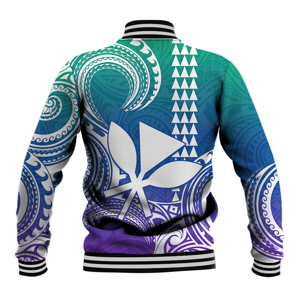 Custom Hawaii Baseball Jacket Paradise of the Pacific Tribal Kakau for King Kamehameha Day - Gradient LT9 - Wonder Print Shop