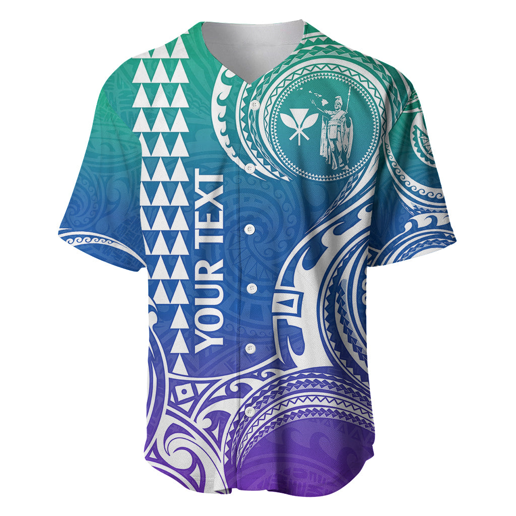 Custom Hawaii Baseball Jersey Paradise of the Pacific Tribal Kakau for King Kamehameha Day - Gradient LT9 - Wonder Print Shop