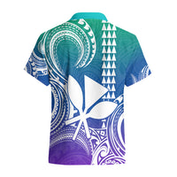 Custom Hawaii Hawaiian Shirt Paradise of the Pacific Tribal Kakau for King Kamehameha Day - Gradient - Wonder Print Shop