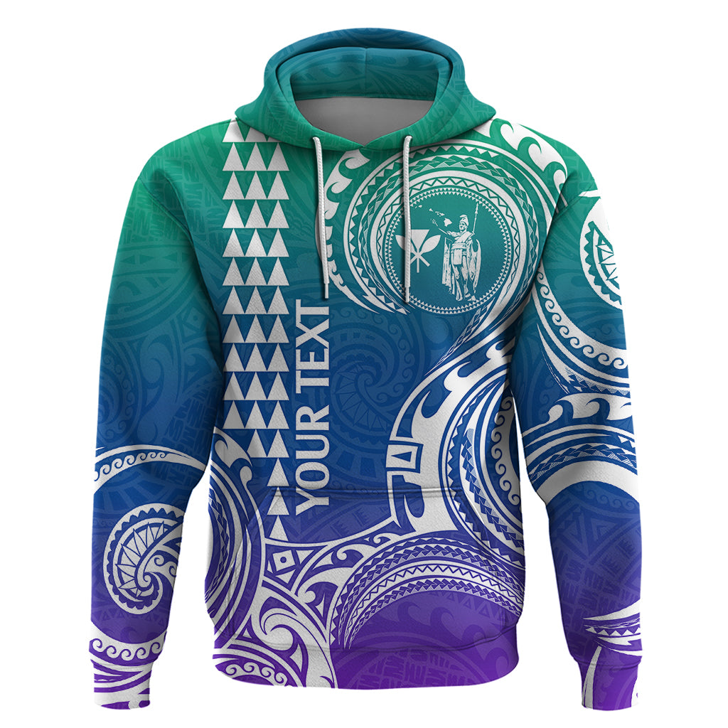 Custom Hawaii Hoodie Paradise of the Pacific Tribal Kakau for King Kamehameha Day - Gradient - Wonder Print Shop