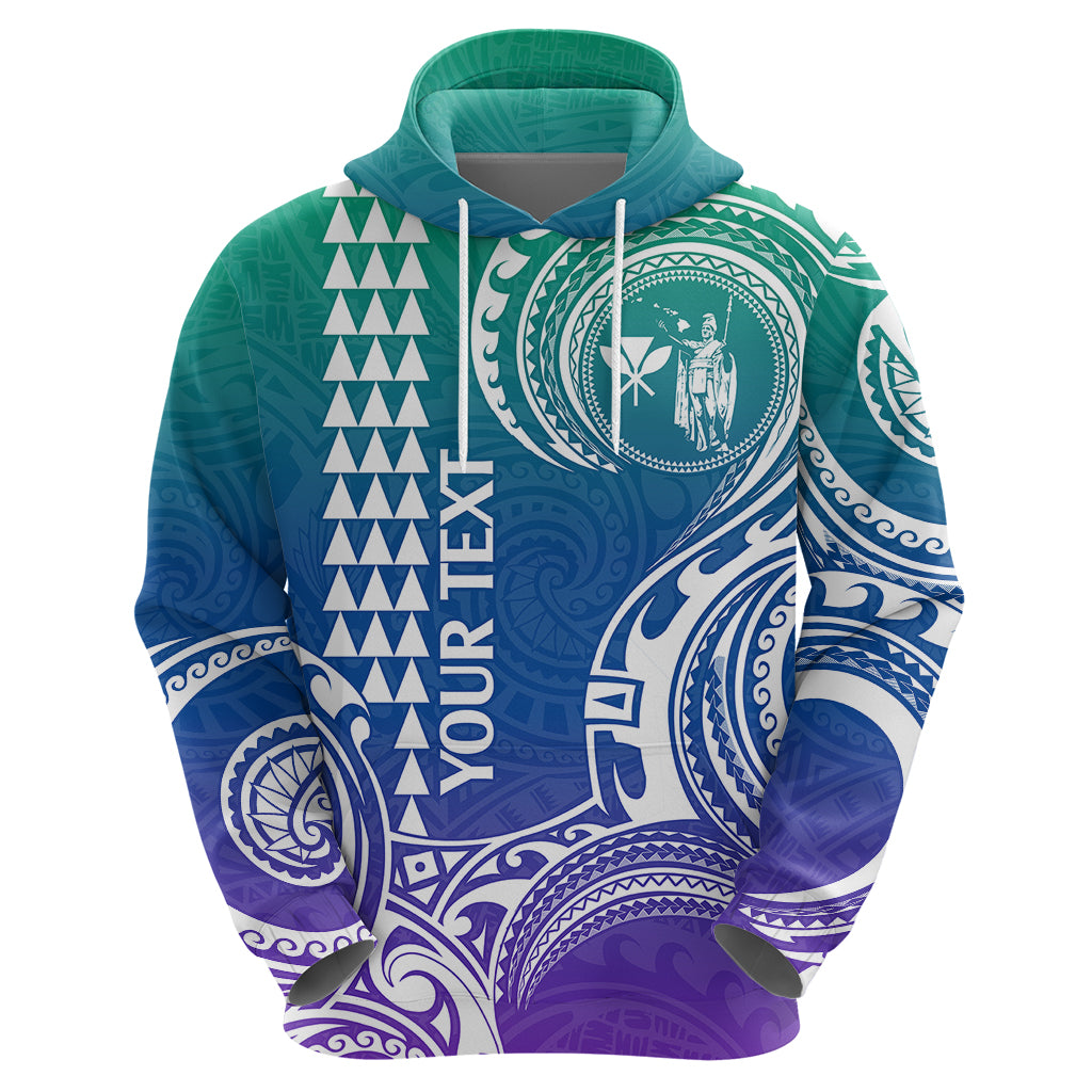 Custom Hawaii Hoodie Paradise of the Pacific Tribal Kakau for King Kamehameha Day - Gradient - Wonder Print Shop
