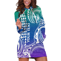 Custom Hawaii Hoodie Dress Paradise of the Pacific Tribal Kakau for King Kamehameha Day - Gradient - Wonder Print Shop