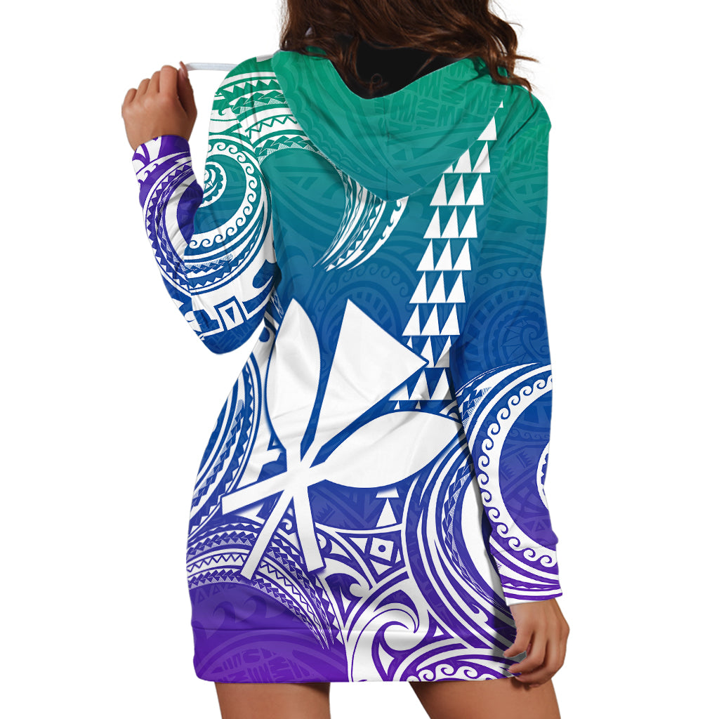 Custom Hawaii Hoodie Dress Paradise of the Pacific Tribal Kakau for King Kamehameha Day - Gradient - Wonder Print Shop