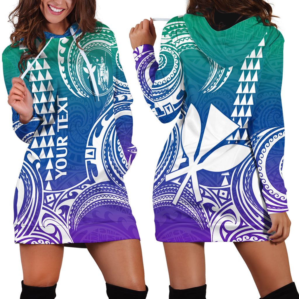 Custom Hawaii Hoodie Dress Paradise of the Pacific Tribal Kakau for King Kamehameha Day - Gradient - Wonder Print Shop