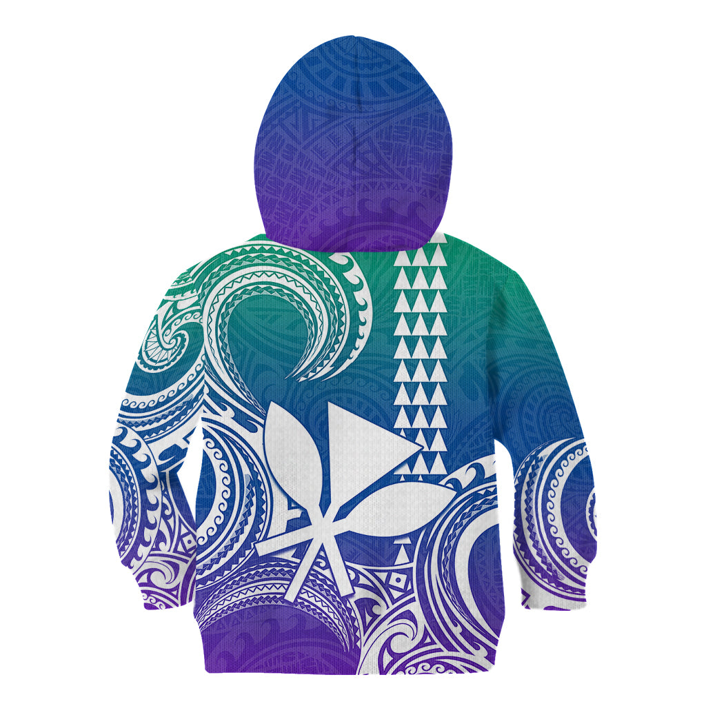 Custom Hawaii Kid Hoodie Paradise of the Pacific Tribal Kakau for King Kamehameha Day - Gradient - Wonder Print Shop