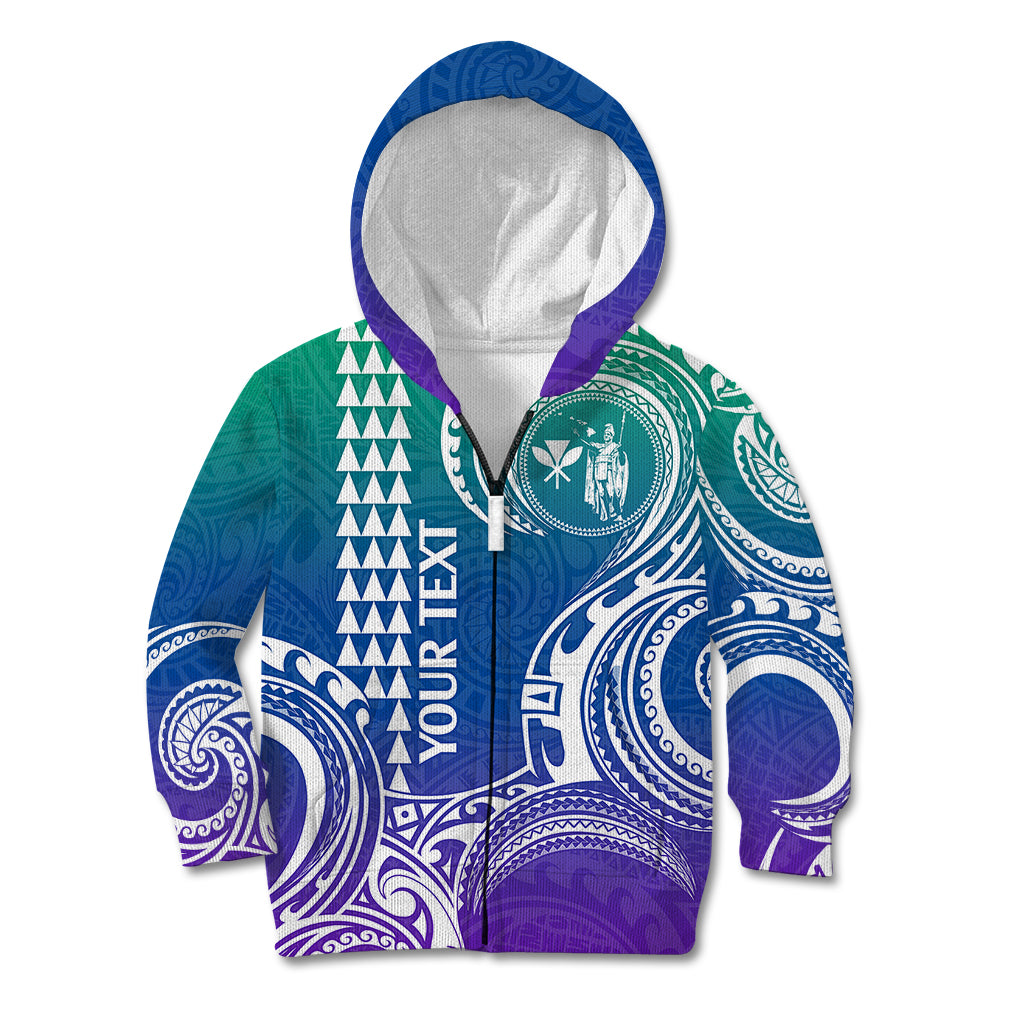 Custom Hawaii Kid Hoodie Paradise of the Pacific Tribal Kakau for King Kamehameha Day - Gradient - Wonder Print Shop