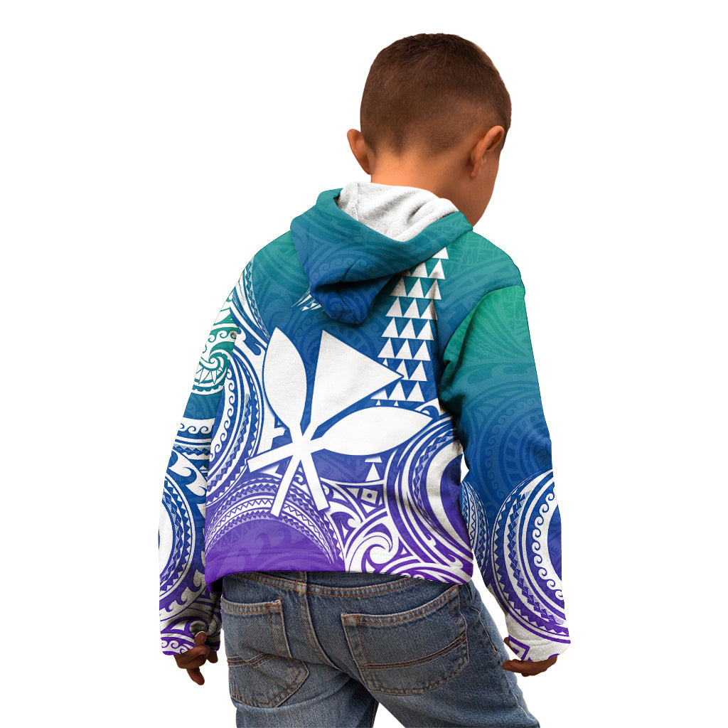 Custom Hawaii Kid Hoodie Paradise of the Pacific Tribal Kakau for King Kamehameha Day - Gradient - Wonder Print Shop