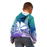 Custom Hawaii Kid Hoodie Paradise of the Pacific Tribal Kakau for King Kamehameha Day - Gradient - Wonder Print Shop