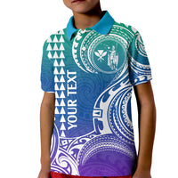 Custom Hawaii Kid Polo Shirt Paradise of the Pacific Tribal Kakau for King Kamehameha Day - Gradient - Wonder Print Shop