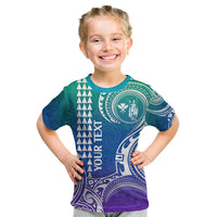 Custom Hawaii Kid T Shirt Paradise of the Pacific Tribal Kakau for King Kamehameha Day - Gradient - Wonder Print Shop