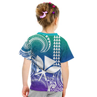 Custom Hawaii Kid T Shirt Paradise of the Pacific Tribal Kakau for King Kamehameha Day - Gradient - Wonder Print Shop
