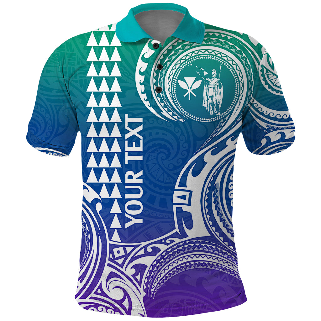 Custom Hawaii Polo Shirt Paradise of the Pacific Tribal Kakau for King Kamehameha Day - Gradient - Wonder Print Shop