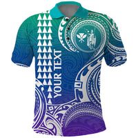 Custom Hawaii Polo Shirt Paradise of the Pacific Tribal Kakau for King Kamehameha Day - Gradient - Wonder Print Shop