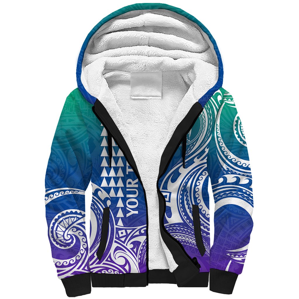 Custom Hawaii Sherpa Hoodie Paradise of the Pacific Tribal Kakau for King Kamehameha Day - Gradient - Wonder Print Shop