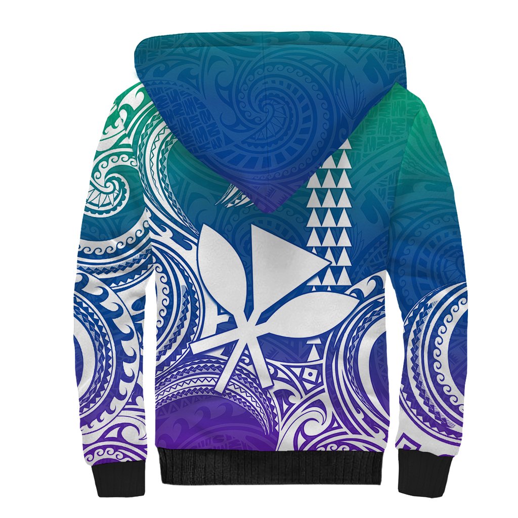 Custom Hawaii Sherpa Hoodie Paradise of the Pacific Tribal Kakau for King Kamehameha Day - Gradient - Wonder Print Shop