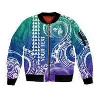 Custom Hawaii Sleeve Zip Bomber Jacket Paradise of the Pacific Tribal Kakau for King Kamehameha Day - Gradient - Wonder Print Shop