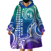 Custom Hawaii Wearable Blanket Hoodie Paradise of the Pacific Tribal Kakau for King Kamehameha Day - Gradient - Wonder Print Shop