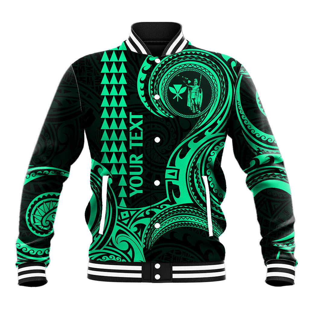 Custom Hawaii Baseball Jacket Paradise of the Pacific Tribal Kakau for King Kamehameha Day - Green LT9 - Wonder Print Shop