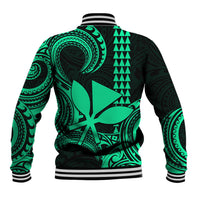 Custom Hawaii Baseball Jacket Paradise of the Pacific Tribal Kakau for King Kamehameha Day - Green LT9 - Wonder Print Shop