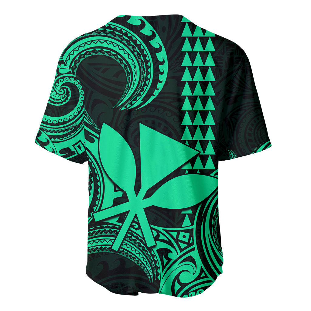 Custom Hawaii Baseball Jersey Paradise of the Pacific Tribal Kakau for King Kamehameha Day - Green LT9 - Wonder Print Shop