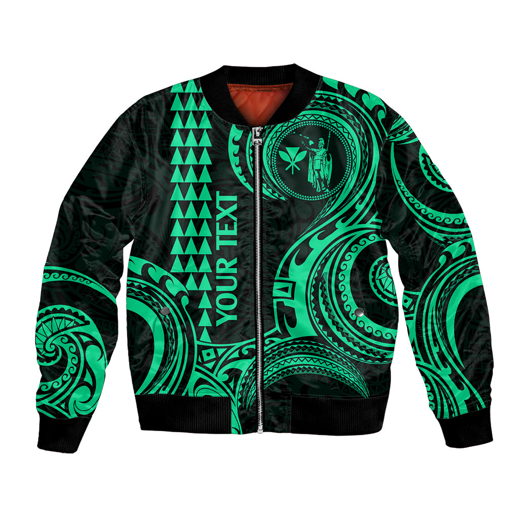 Custom Hawaii Bomber Jacket Paradise of the Pacific Tribal Kakau for King Kamehameha Day - Green LT9 - Wonder Print Shop