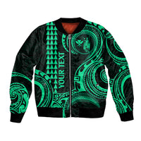 Custom Hawaii Bomber Jacket Paradise of the Pacific Tribal Kakau for King Kamehameha Day - Green LT9 - Wonder Print Shop