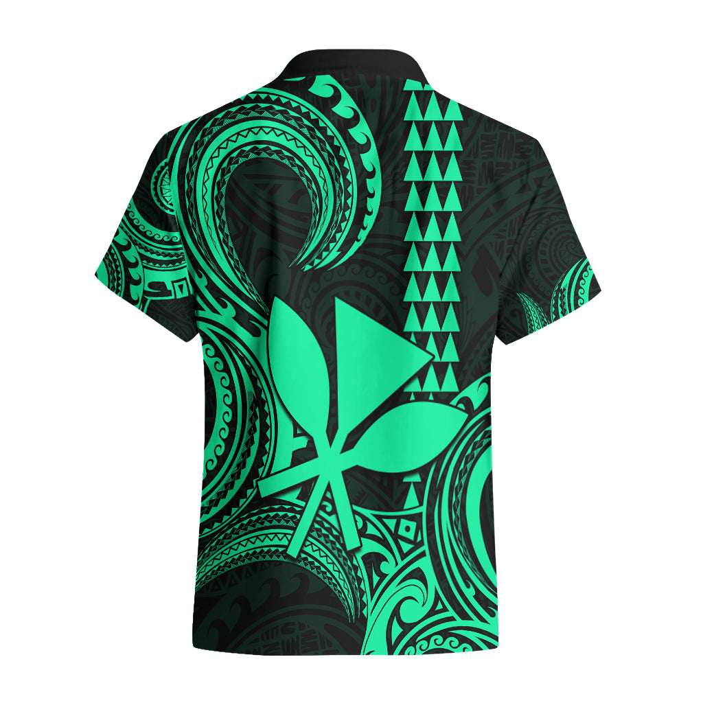 Custom Hawaii Hawaiian Shirt Paradise of the Pacific Tribal Kakau for King Kamehameha Day - Green - Wonder Print Shop