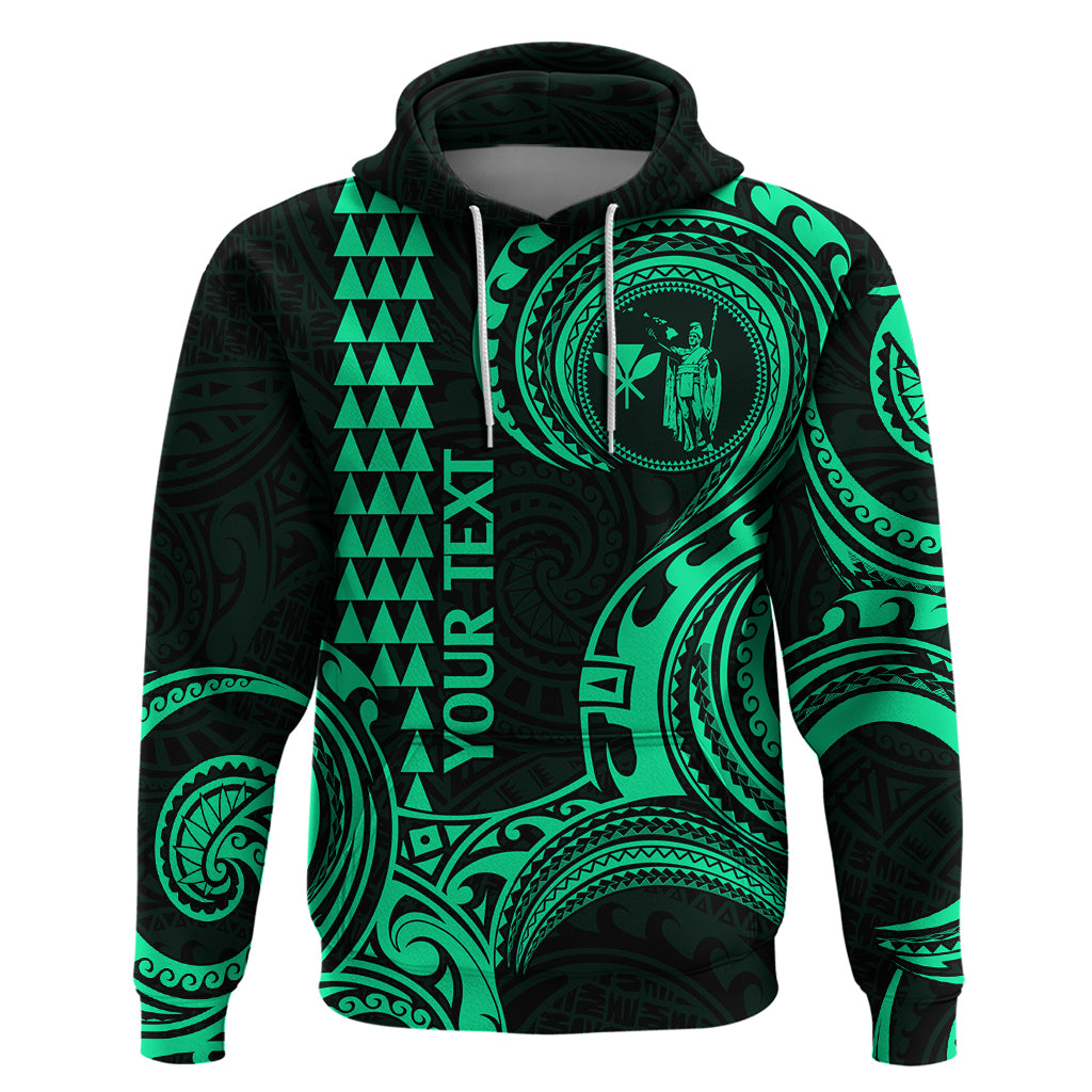 Custom Hawaii Hoodie Paradise of the Pacific Tribal Kakau for King Kamehameha Day - Green - Wonder Print Shop