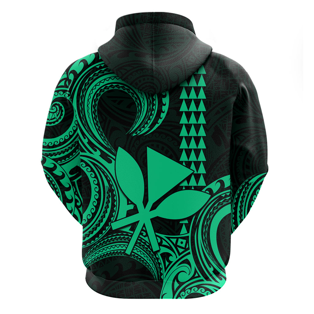 Custom Hawaii Hoodie Paradise of the Pacific Tribal Kakau for King Kamehameha Day - Green - Wonder Print Shop