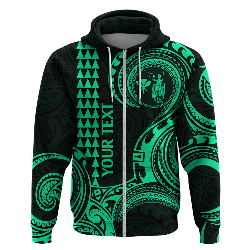 Custom Hawaii Hoodie Paradise of the Pacific Tribal Kakau for King Kamehameha Day - Green - Wonder Print Shop
