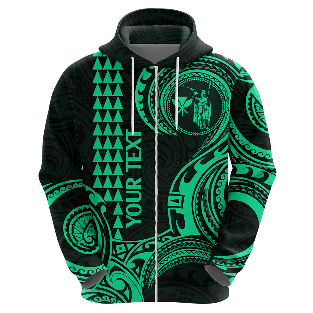 Custom Hawaii Hoodie Paradise of the Pacific Tribal Kakau for King Kamehameha Day - Green - Wonder Print Shop