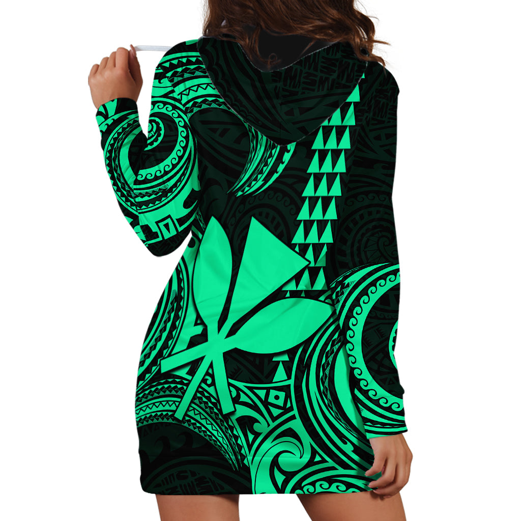 Custom Hawaii Hoodie Dress Paradise of the Pacific Tribal Kakau for King Kamehameha Day - Green - Wonder Print Shop