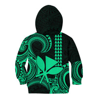 Custom Hawaii Kid Hoodie Paradise of the Pacific Tribal Kakau for King Kamehameha Day - Green - Wonder Print Shop