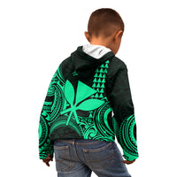 Custom Hawaii Kid Hoodie Paradise of the Pacific Tribal Kakau for King Kamehameha Day - Green - Wonder Print Shop