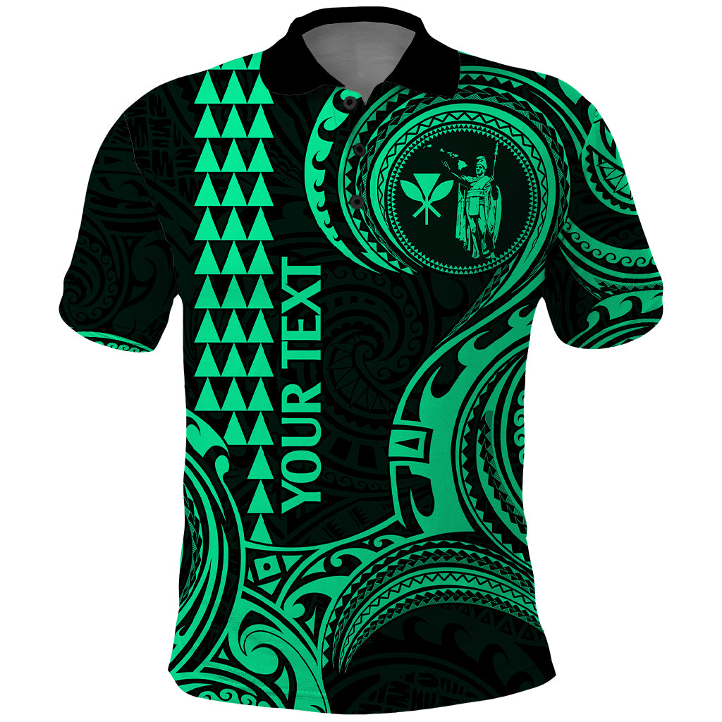 Custom Hawaii Polo Shirt Paradise of the Pacific Tribal Kakau for King Kamehameha Day - Green - Wonder Print Shop