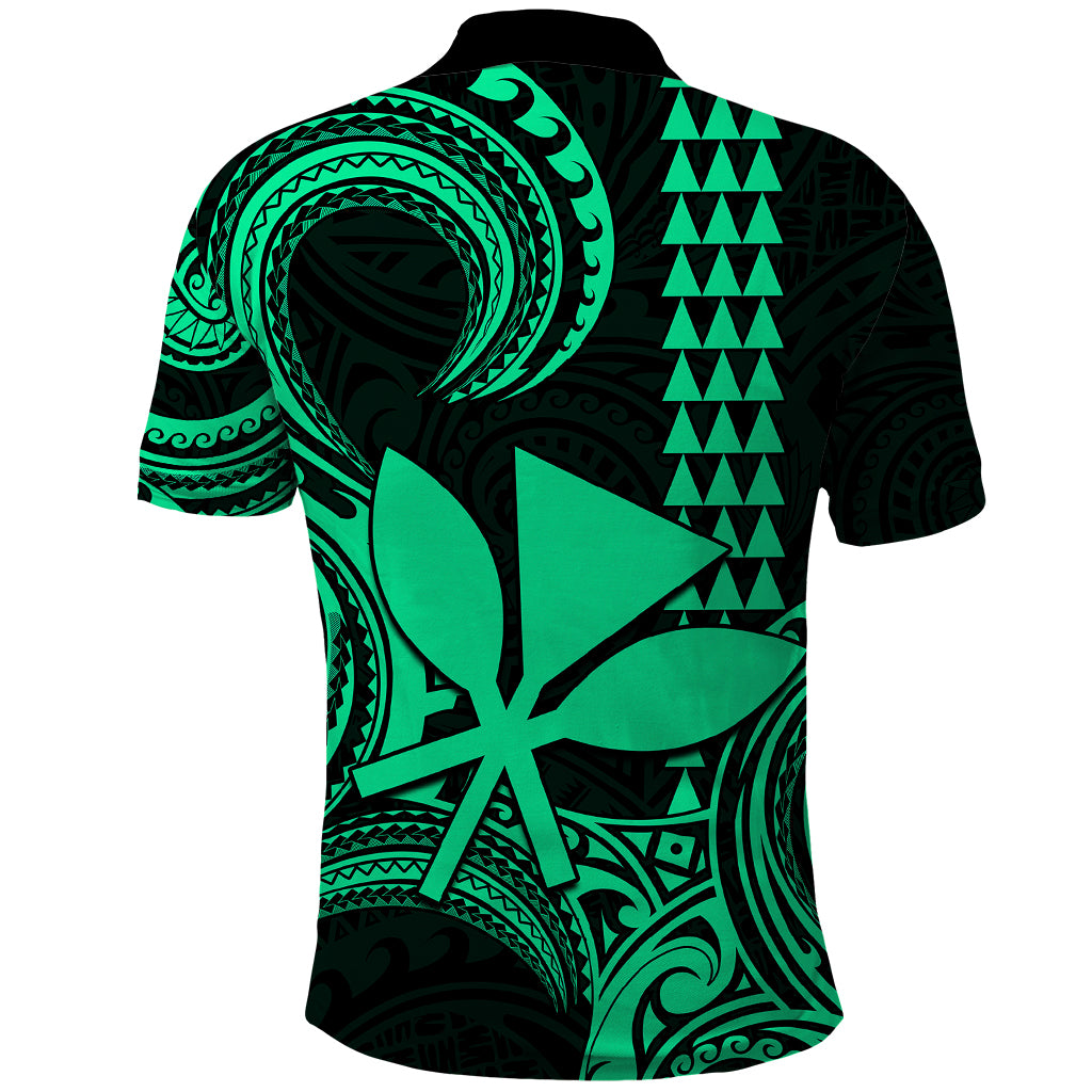 Custom Hawaii Polo Shirt Paradise of the Pacific Tribal Kakau for King Kamehameha Day - Green - Wonder Print Shop