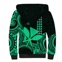 Custom Hawaii Sherpa Hoodie Paradise of the Pacific Tribal Kakau for King Kamehameha Day - Green - Wonder Print Shop