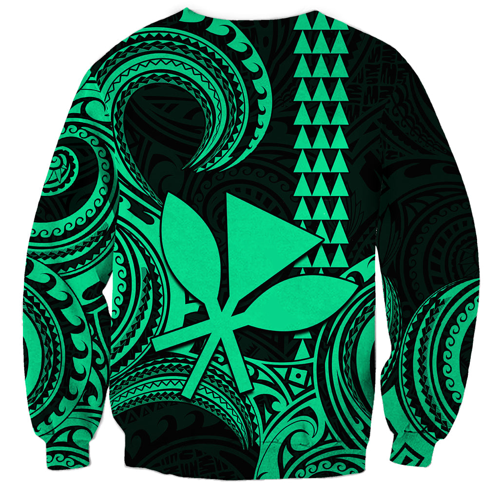 Custom Hawaii Sweatshirt Paradise of the Pacific Tribal Kakau for King Kamehameha Day - Green - Wonder Print Shop