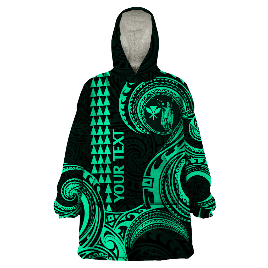 Custom Hawaii Wearable Blanket Hoodie Paradise of the Pacific Tribal Kakau for King Kamehameha Day - Green - Wonder Print Shop