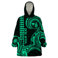 Custom Hawaii Wearable Blanket Hoodie Paradise of the Pacific Tribal Kakau for King Kamehameha Day - Green - Wonder Print Shop