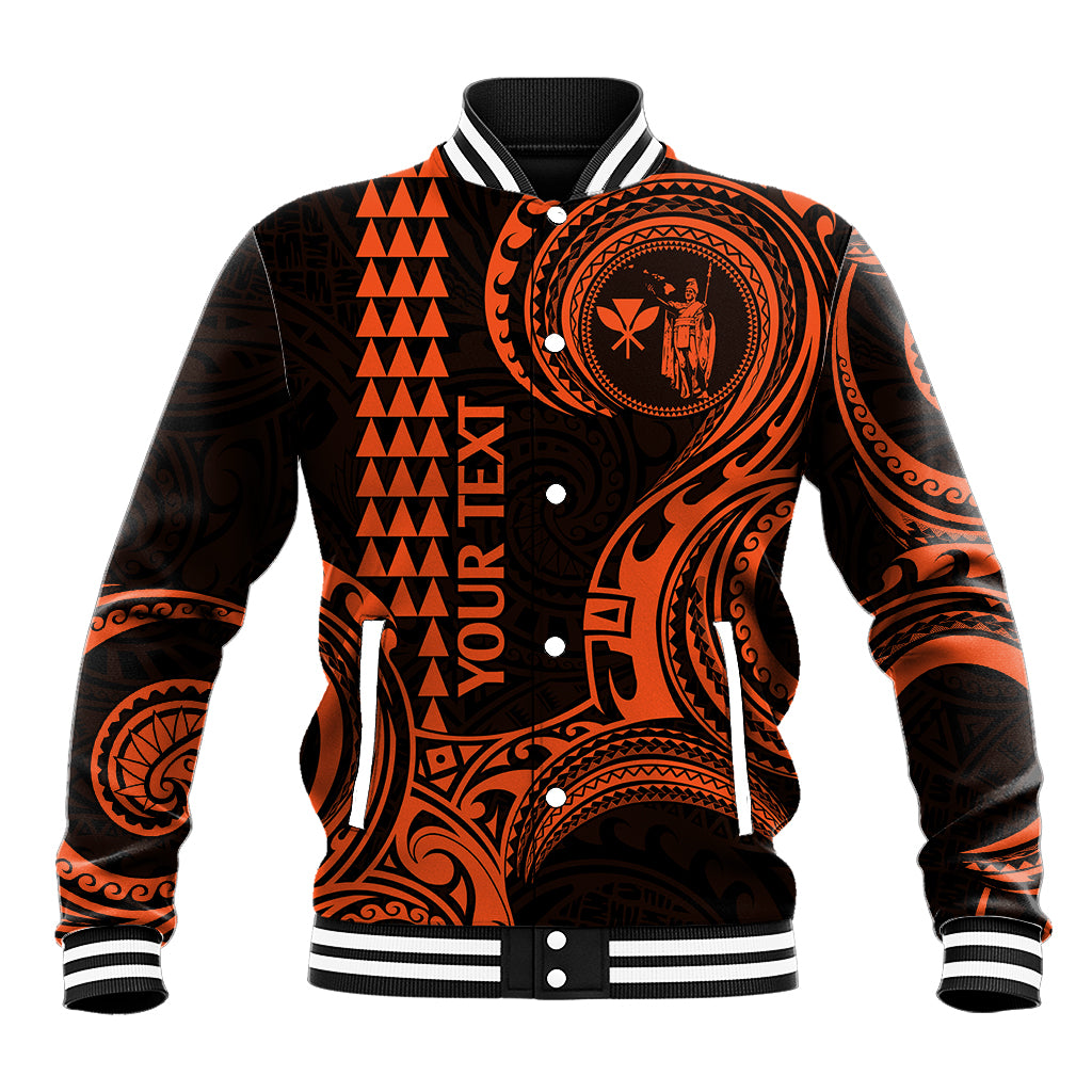 Custom Hawaii Baseball Jacket Paradise of the Pacific Tribal Kakau for King Kamehameha Day - Orange LT9 - Wonder Print Shop