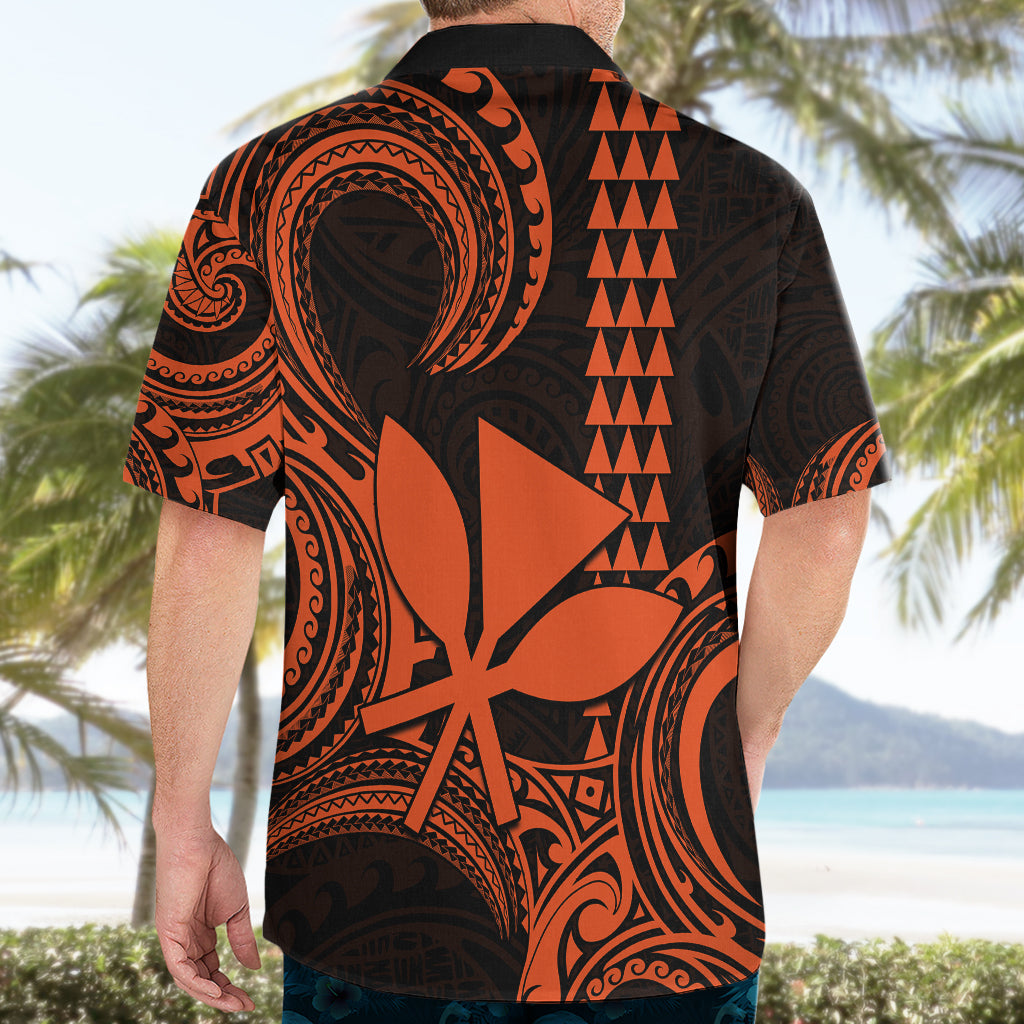 Custom Hawaii Hawaiian Shirt Paradise of the Pacific Tribal Kakau for King Kamehameha Day - Orange - Wonder Print Shop